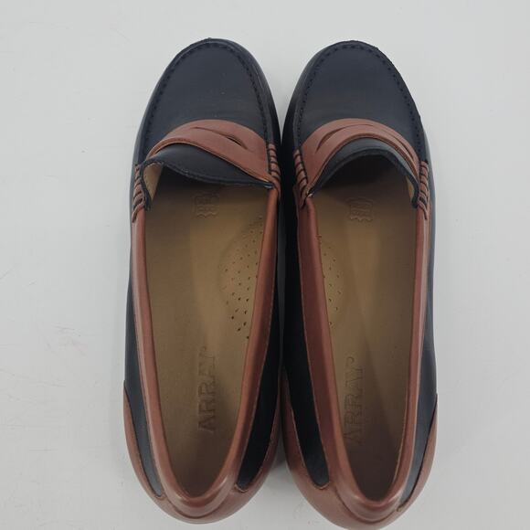 ARRAY Harper Loafer Slip OnTan Brown & Black Leather Loafer Shoe Women's 9 Basic - Picture 8 of 11